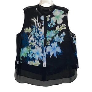 Elie Tahari Floral Silk Blouse Top XL NWOT